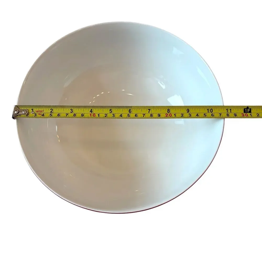 Kate Spade Make It Pop Pink Serving Bowl with Contrasting Red Rim 11in NEW